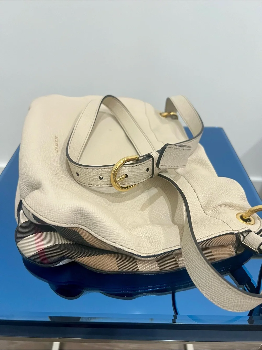 Burberry Cream Leather Crossbody Bag